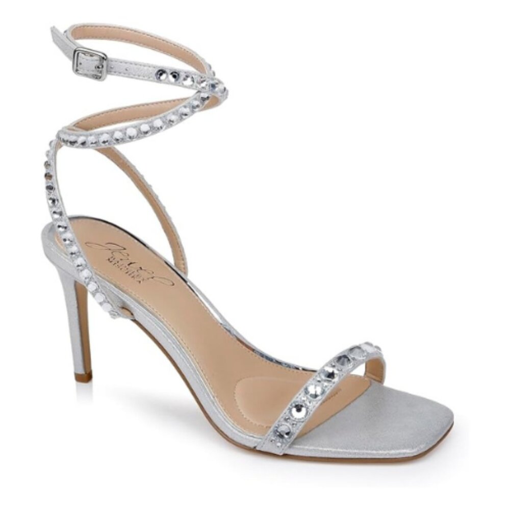 Jewel Badgley Mischka Hosana Sexy Stiletto Gemstone-Studded Wraparound Strap 5.5